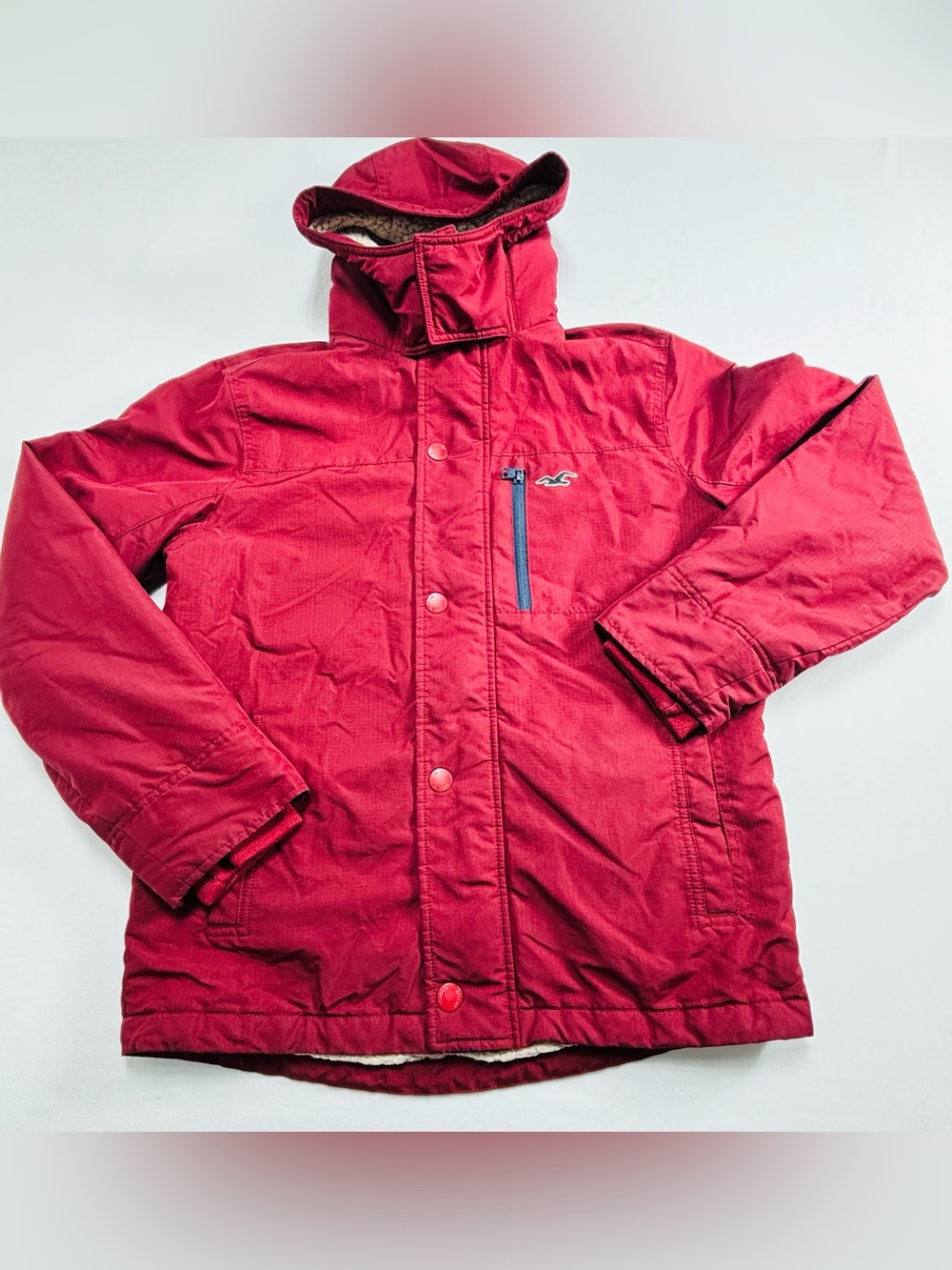 Hollister Red Hooded Winter Jacket M406